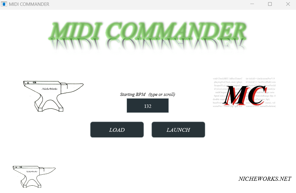 MIDI Commander launch screen