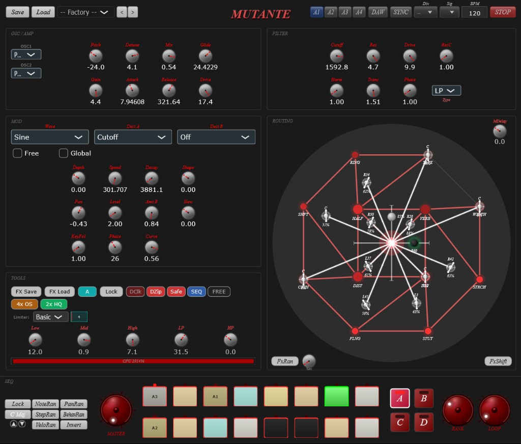 Mutante product interface